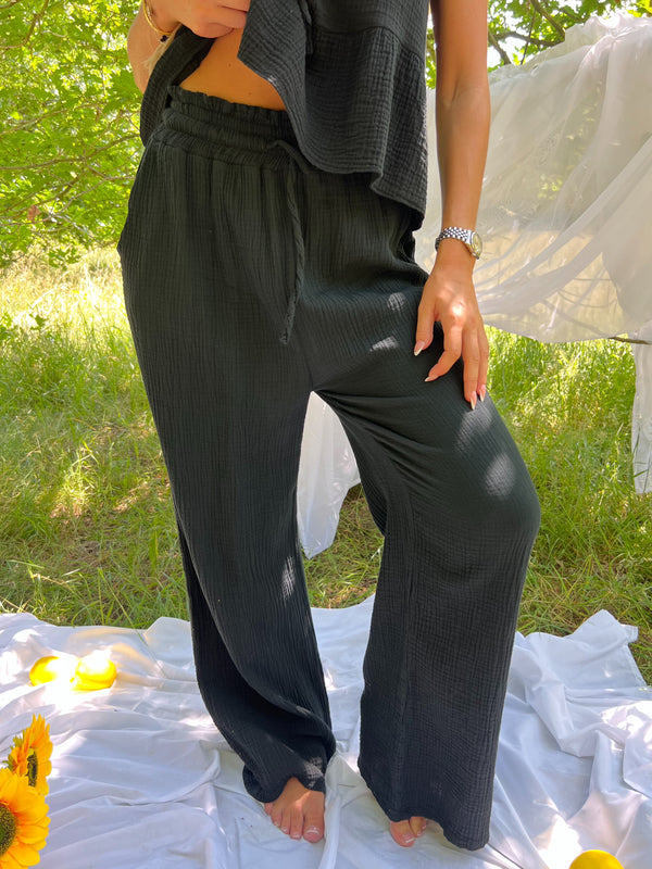 Sorrento Black Drawstring Trousers