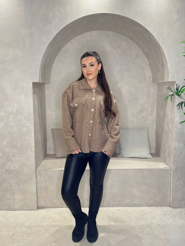 Short Teddy Button Up Shacket