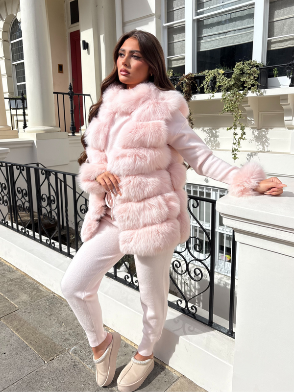 Baby Pink Luxury Fur 6 Row Gilet