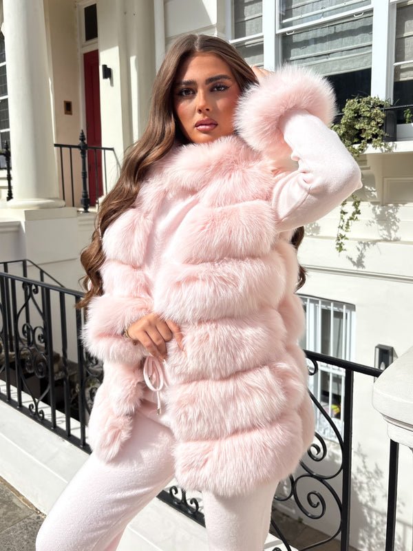 Baby Pink Luxury Fur 6 Row Gilet