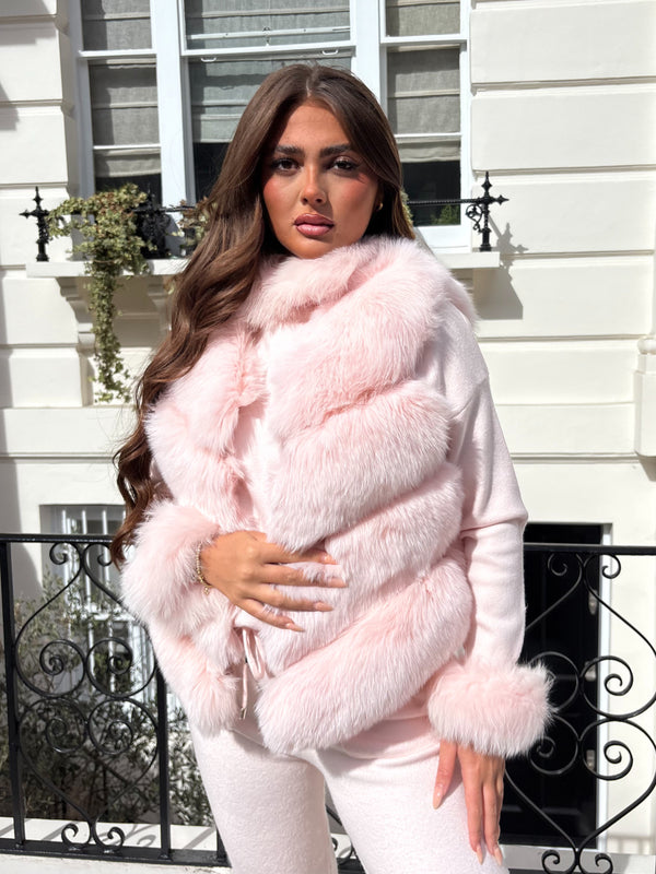 Baby Pink Luxury Fur 4 Row Gilet