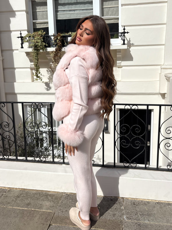 Baby Pink Luxury Fur 4 Row Gilet
