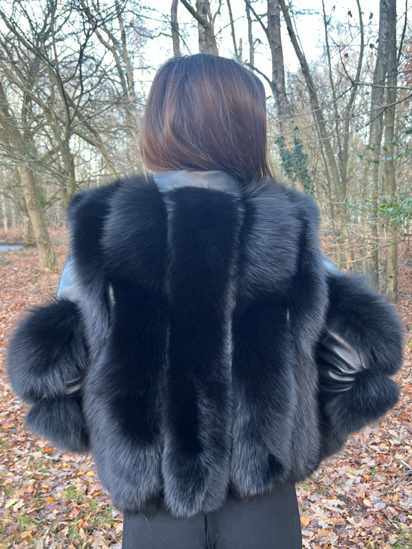 Black Luxury Fur Biker Style Jacket