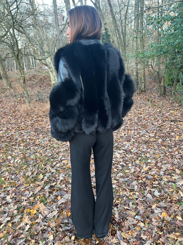 Black Luxury Fur Biker Style Jacket