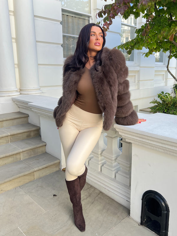 Chocolate Luxury Fur Vertical Pelt Coat