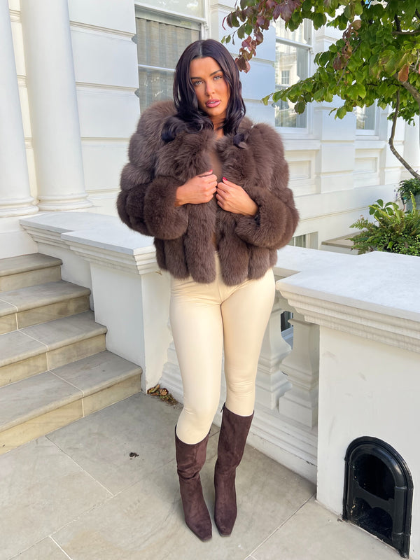 Chocolate Luxury Fur Vertical Pelt Coat