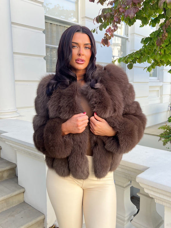 Chocolate Luxury Fur Vertical Pelt Coat
