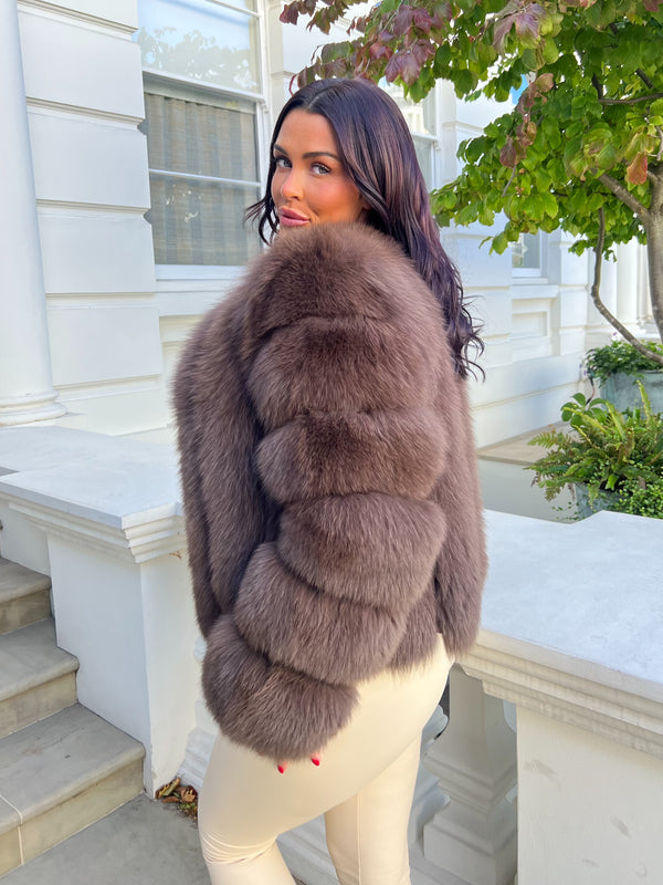 Chocolate Luxury Fur Vertical Pelt Coat