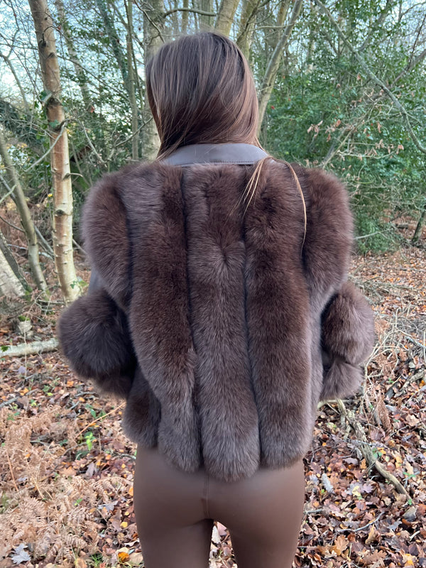 Chocolate Luxury Fur Biker Style Jacket