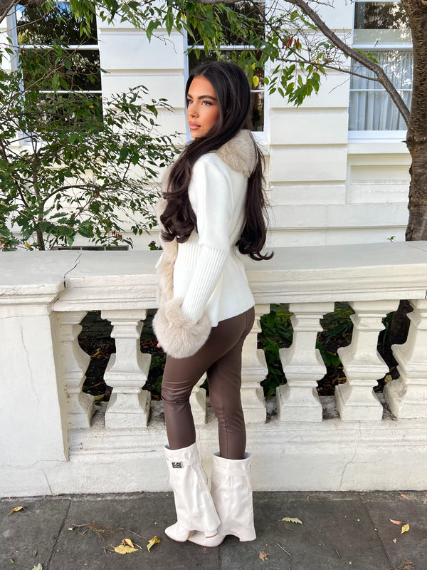 Cream/Beige Luxury Fur Cardigan