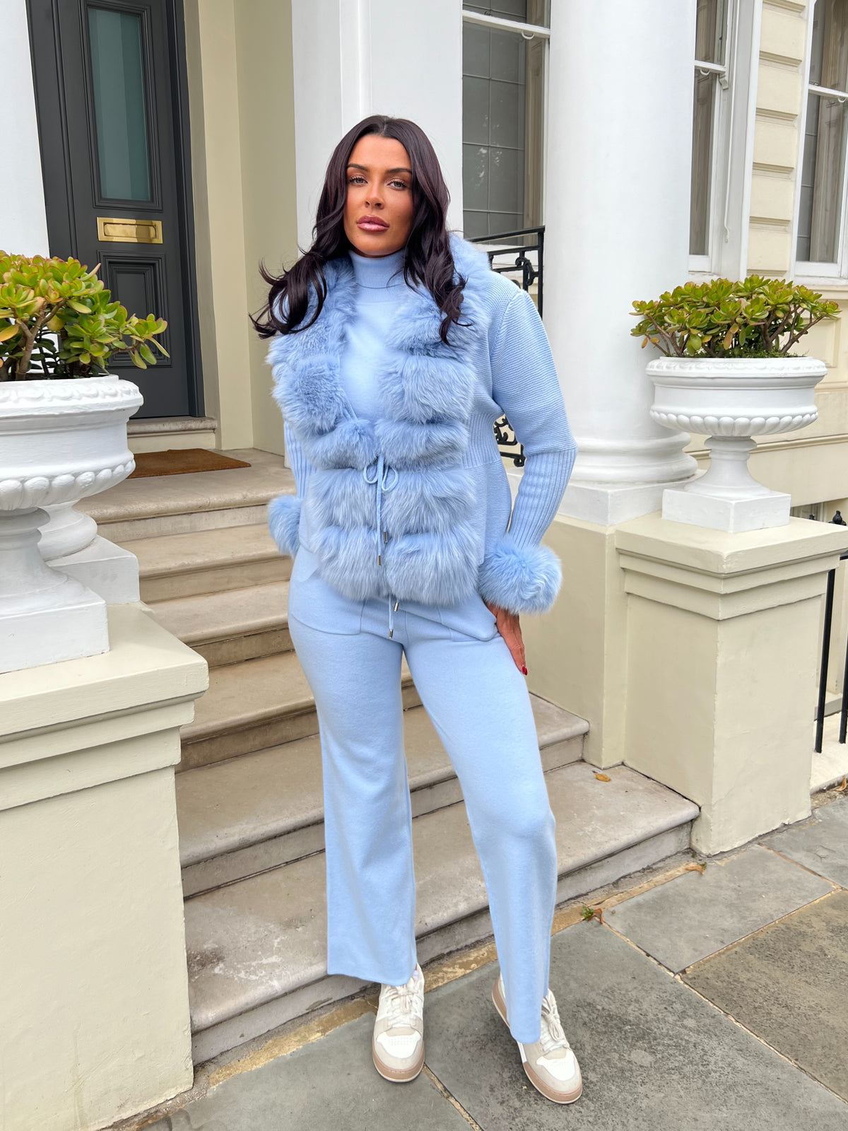 Blue Luxury Fur Cardigan