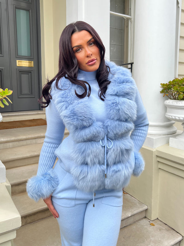 Baby Blue Luxury Fur Cardigan