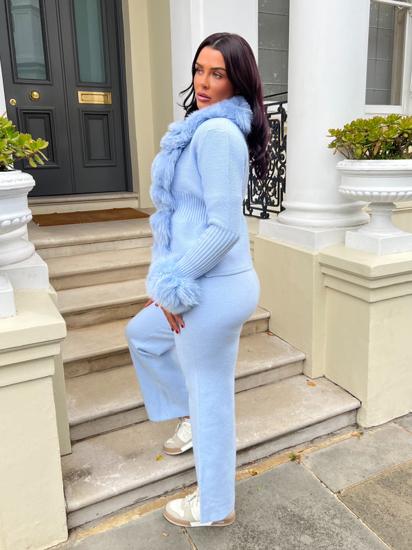 Baby Blue Luxury Fur Cardigan
