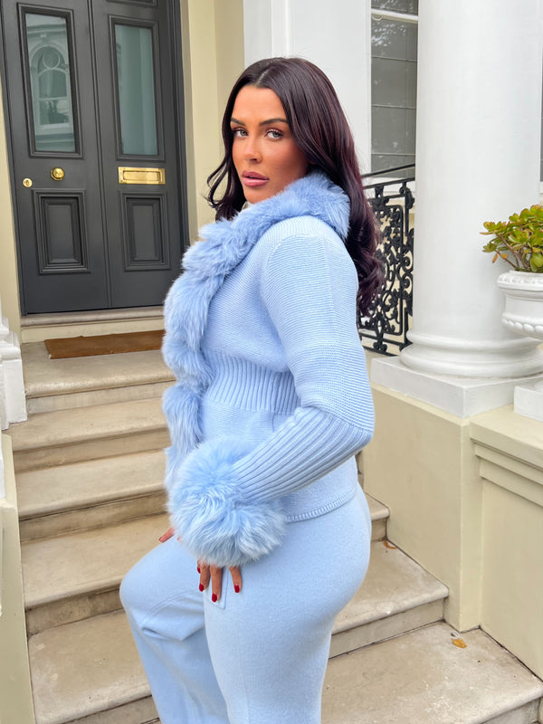 Baby Blue Luxury Fur Cardigan