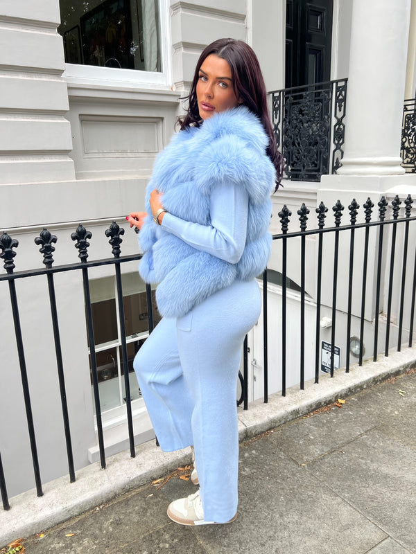 Baby Blue Luxury Fur 4 Row Gilet