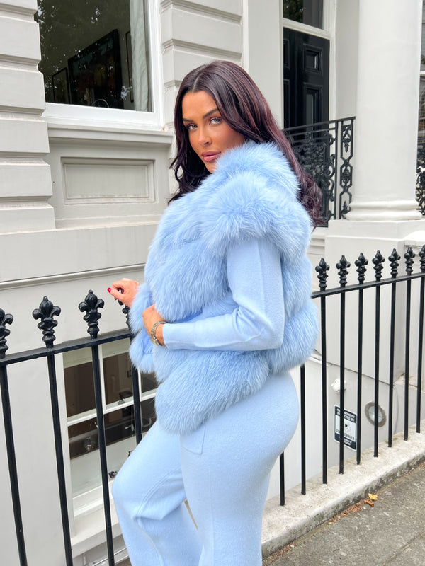Baby Blue Luxury Fur 4 Row Gilet