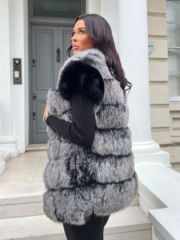 Two Tone Luxury Fur 6 Row Gilet