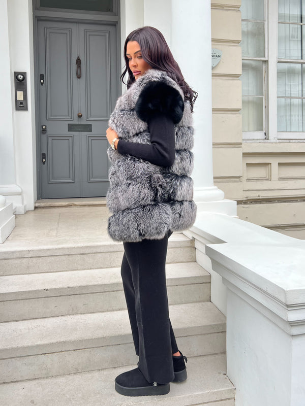 Two Tone Luxury Fur 6 Row Gilet
