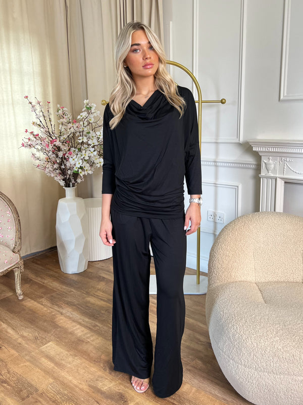 Aria Black Cowl Neck Top