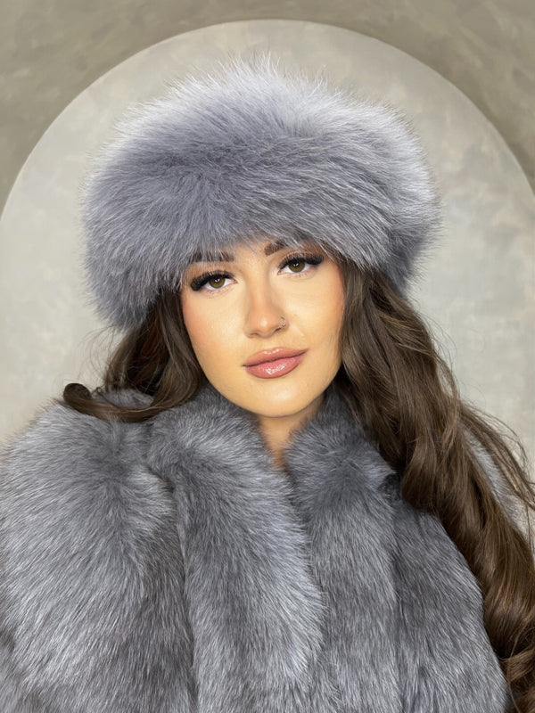 Grey Luxury Fur Headband