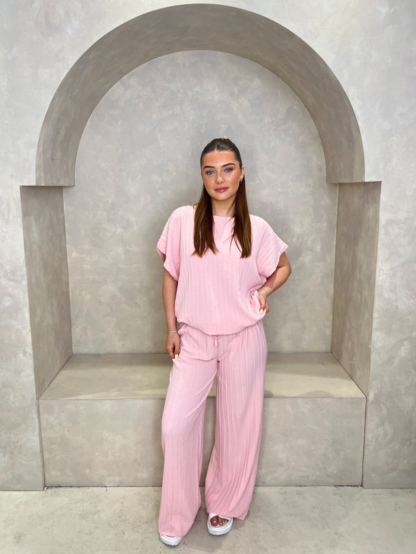 Pleated Drawstring Trouser & T-Shirt Set
