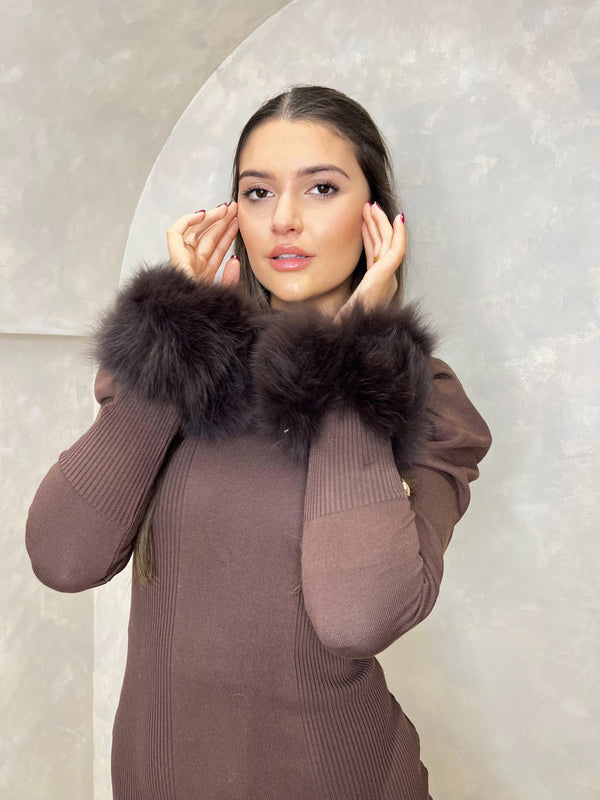 Chocolate Snap Band Luxury Fur Cuffs
