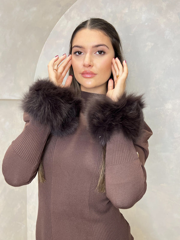 Chocolate Snap Band Luxury Fur Cuffs