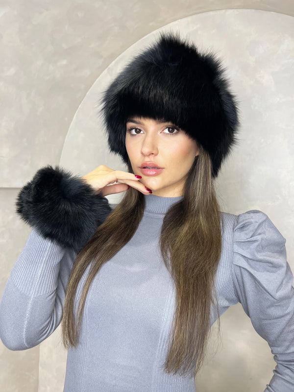 Black Snap Band Luxury Fur Cuffs
