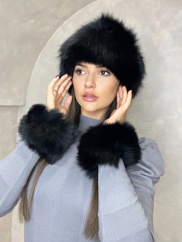Black Snap Band Luxury Fur Cuffs