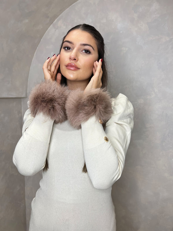 Mocha Snap Band Luxury Fur Cuffs