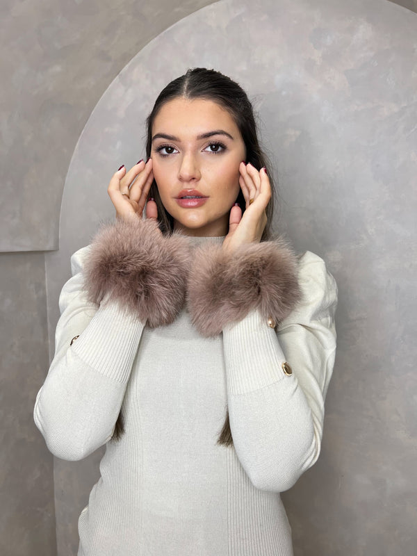 Mocha Snap Band Luxury Fur Cuffs