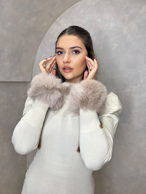 Latte Snap Band Luxury Fur Cuffs