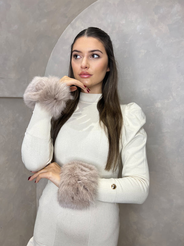 Latte Snap Band Luxury Fur Cuffs