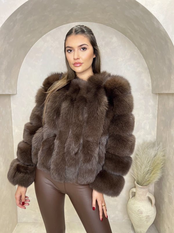 Chocolate Luxury Fur Vertical Pelt Coat