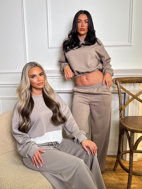 Inside Edit Taupe Balloon Hem Top & Wide Leg Trousers