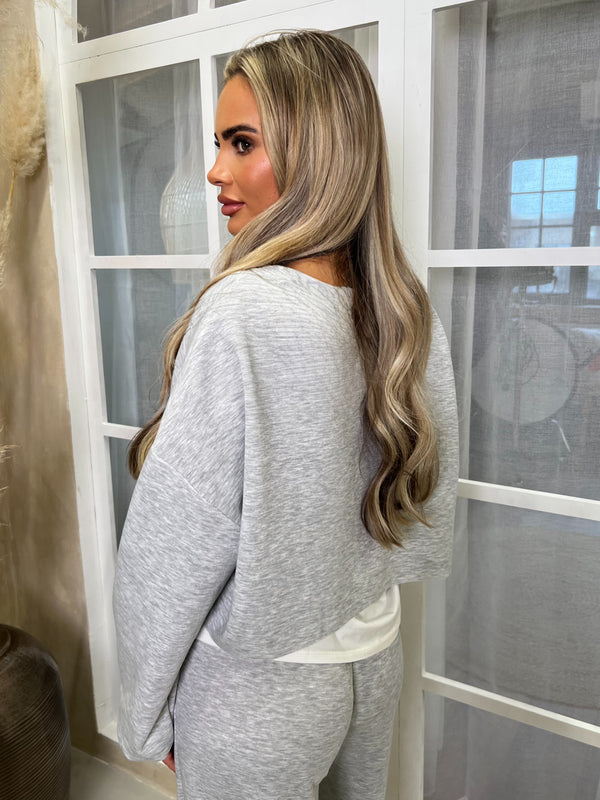 Inside Edit Grey Overlay Top & Wide Leg Trousers
