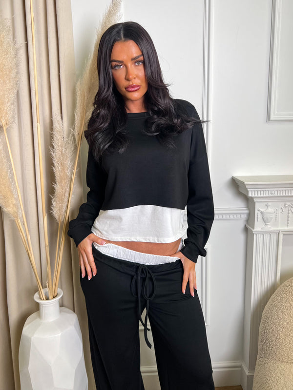 Inside Edit Black Overlay Top & Wide Leg Trousers