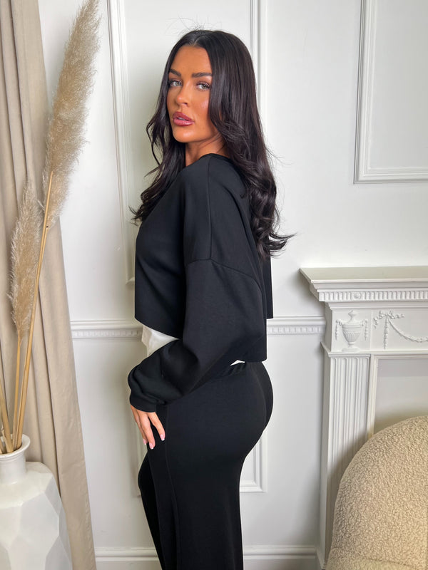 Inside Edit Black Overlay Top & Wide Leg Trousers