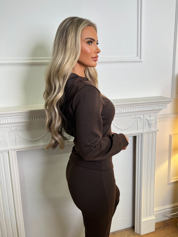Inside Edit Chocolate Dipped Hem Hoodie & Boot Cut Trousers