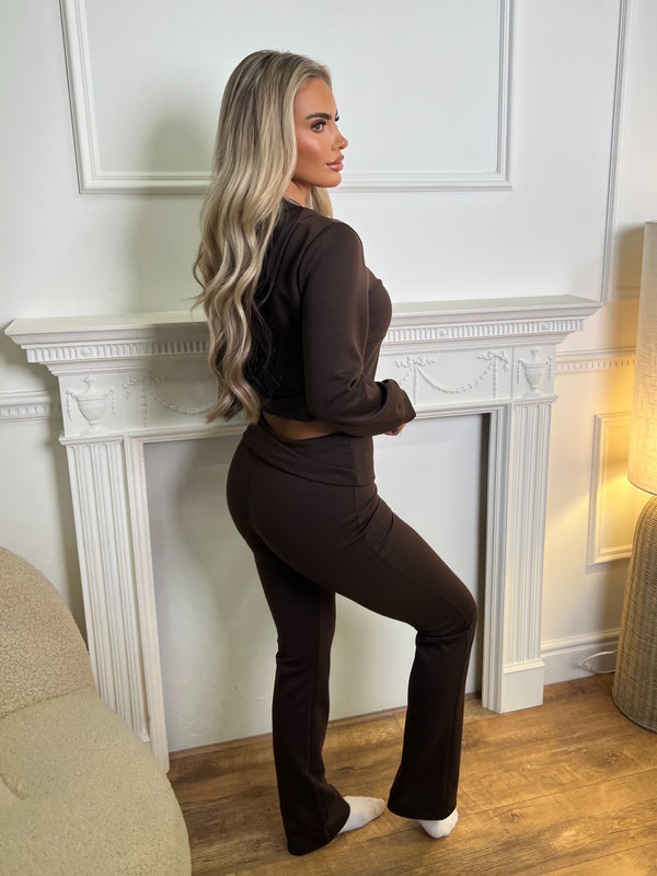 Inside Edit Chocolate Dipped Hem Hoodie & Boot Cut Trousers