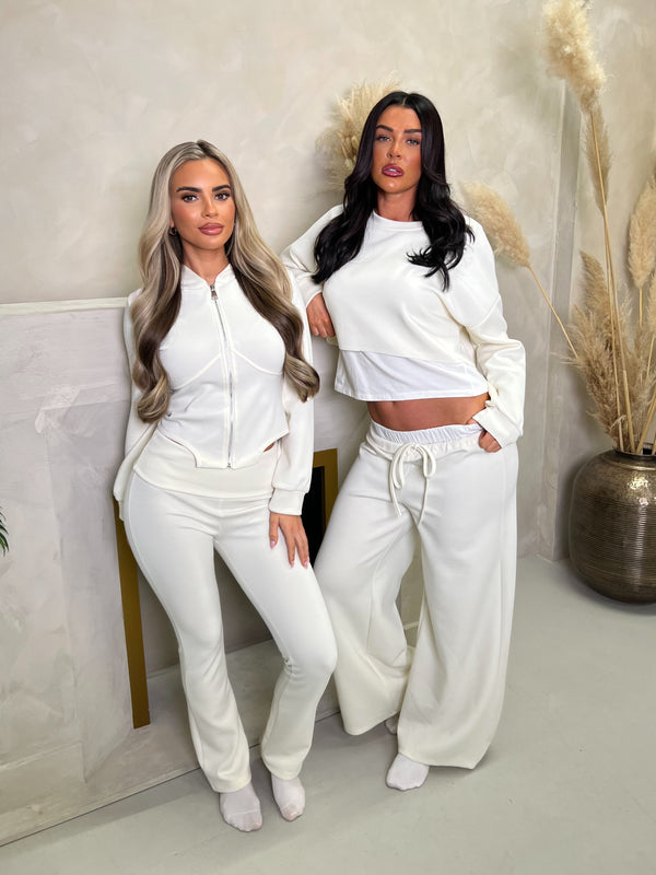 Inside Edit Cream Overlay Top & Wide Leg Trousers