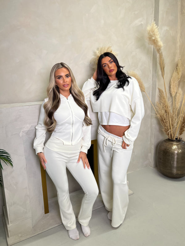 Inside Edit Cream Dipped Hem Hoodie & Boot Cut Trousers