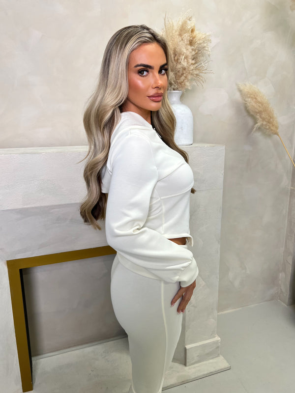 Inside Edit Cream Dipped Hem Hoodie & Boot Cut Trousers