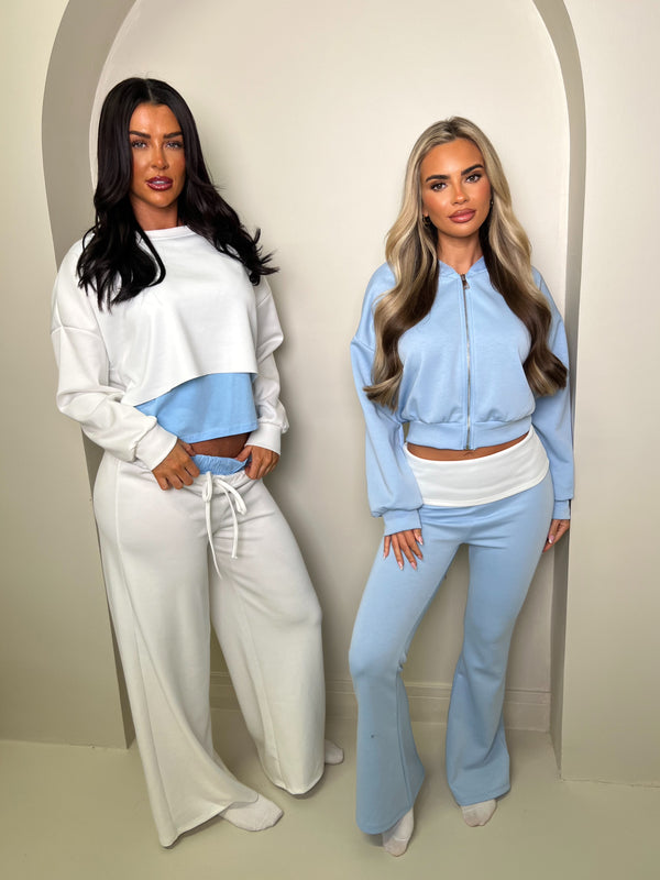 Inside Edit White Overlay Top & Wide Leg Trousers