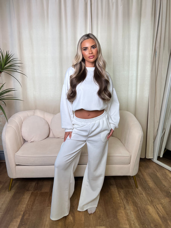 Inside Edit White Balloon Hem Top & Wide Leg Trousers