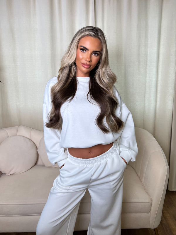 Inside Edit White Balloon Hem Top & Wide Leg Trousers