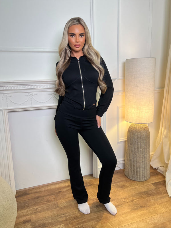 Inside Edit Black Dipped Hem Hoodie & Boot Cut Trousers