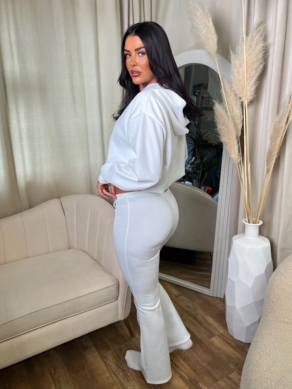 Inside Edit White Balloon Hem Hooded Top & Boot Cut Trousers