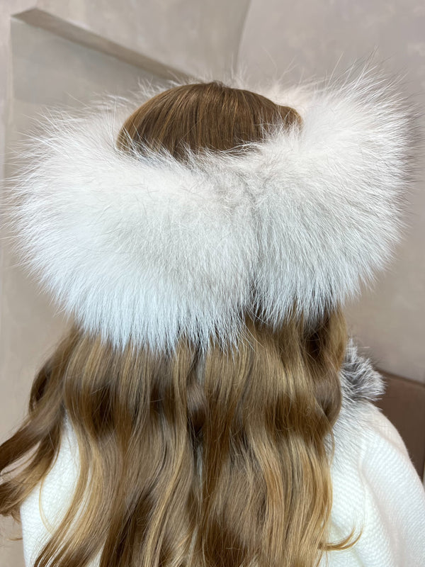 Childrens Two Tone White Luxury Fur Headband