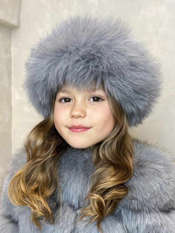 Childrens Dark Grey Luxury Fur Headband